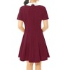 Allegra K Women's Contrast Doll Collar Short Sleeves Mini Flare Dress - 4 of 4