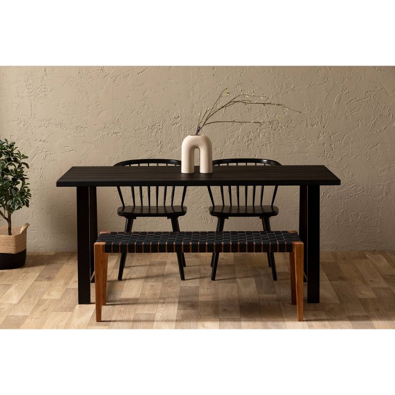Balka Woven Leather Bench Matte Black - South Shore, 3 of 9