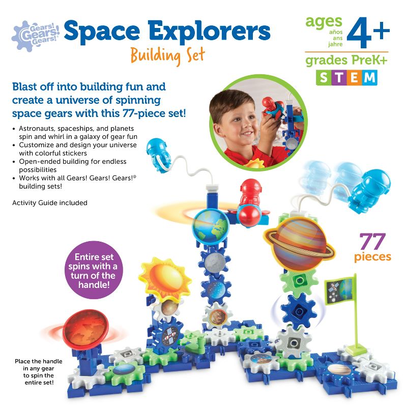 Learning Resources Gears! Gears! Gears! Space Explorers Building Set, Gears & Construction Toy, STEM Toys, Gears for Kids, 77 Pieces, Ages 4+, 5 of 8