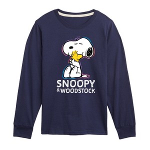 Boys' - Peanuts - Snoopy And Woodstock Long Sleeve Graphic T-Shirt - 1 of 4
