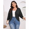 Womens 3/4 Sleeve Knit Cardigan Casual Scallop Hemline Open-Front Shrug Sweaters - 2 of 4
