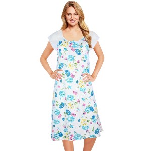 JEFFRICO Womens Nightgowns Short Sleeve Sleepwear Soft Pajama Dress Nightshirts - 1 of 4