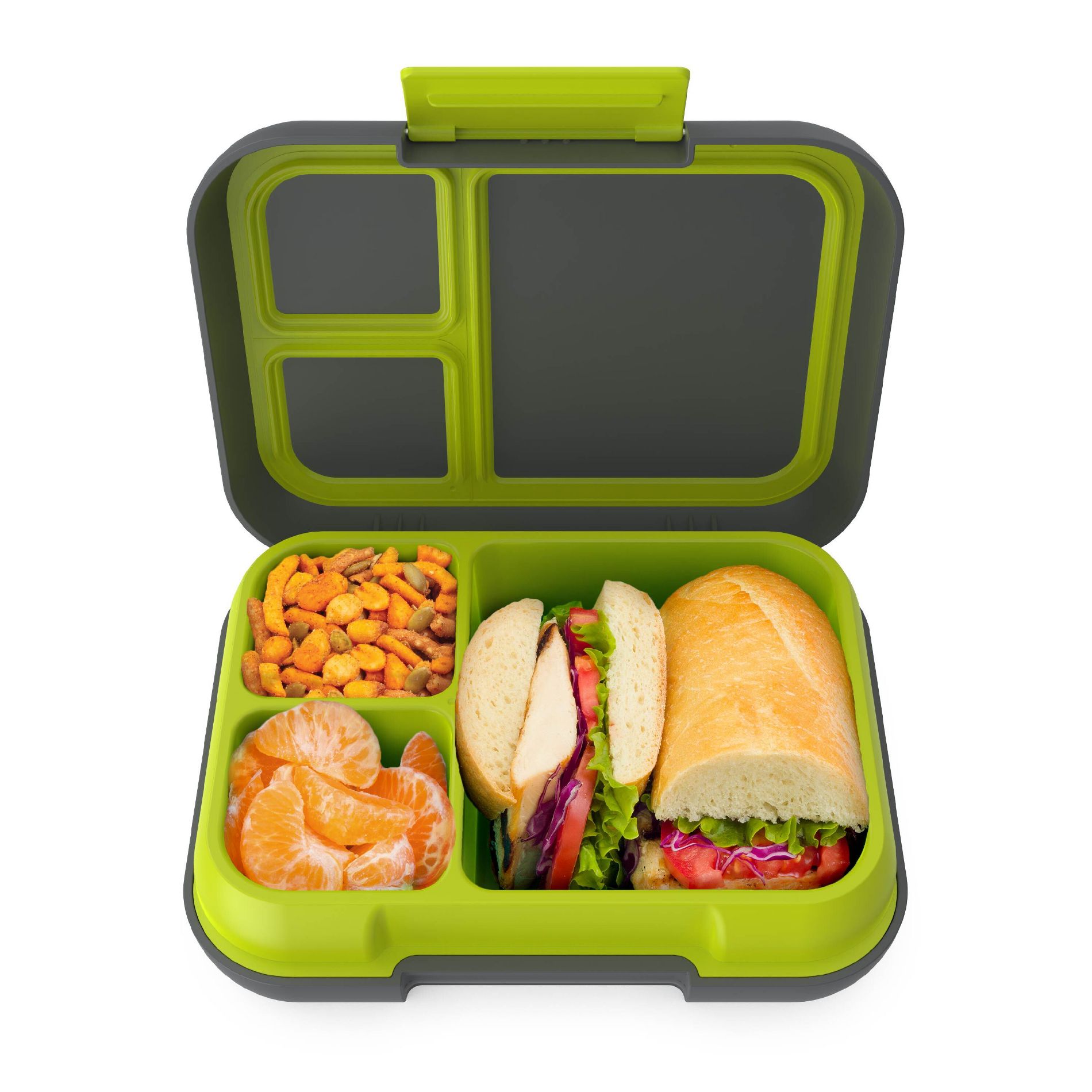 Bentgo Pop Leak Proof Bentgo - Style Lunch Box with Removable Divider - Charcoal/Lime: Solid Pattern, Leakproof, ABS Material