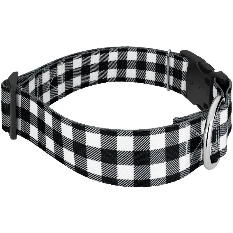 Country Brook Petz 1 1/2 Inch Deluxe Black & White Buffalo Plaid Dog Collar, 4 of 6