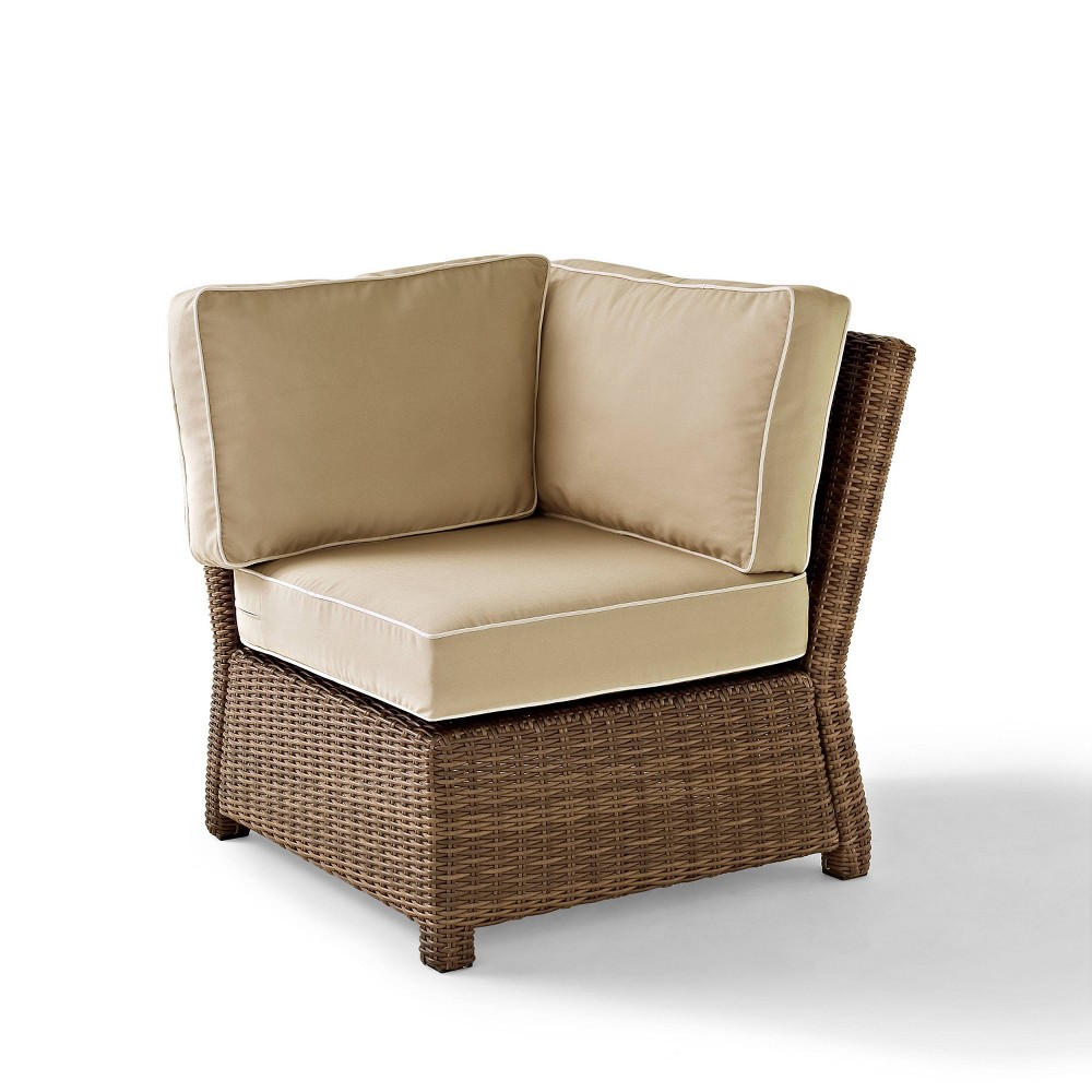 Photos - Garden Furniture Crosley Bradenton Outdoor Wicker Sectional Corner Chair - Sand -  Weathered 