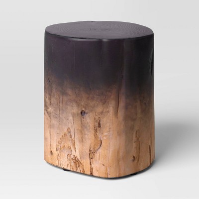 Irregular Ombre Wooden Stump Outdoor Patio Accent Table Natural - Threshold&#8482;_0