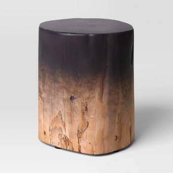 Irregular Ombre Wooden Stump Outdoor Patio Accent Table Natural - Threshold™