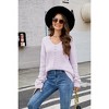 Womens Long Sleeve Sweater V Neck A Line Loose Fit Lightweight Sweater Crochet Knit Pullover Sweaters Off Shoulder Sweater Fall Fashion Outfits - 2 of 4