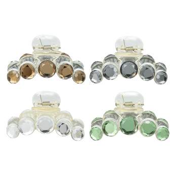 Unique Bargains Women's Hair Accessories Bling Claw Clip Jaw Grips Plastic White Green Champagne Gray 4Pcs