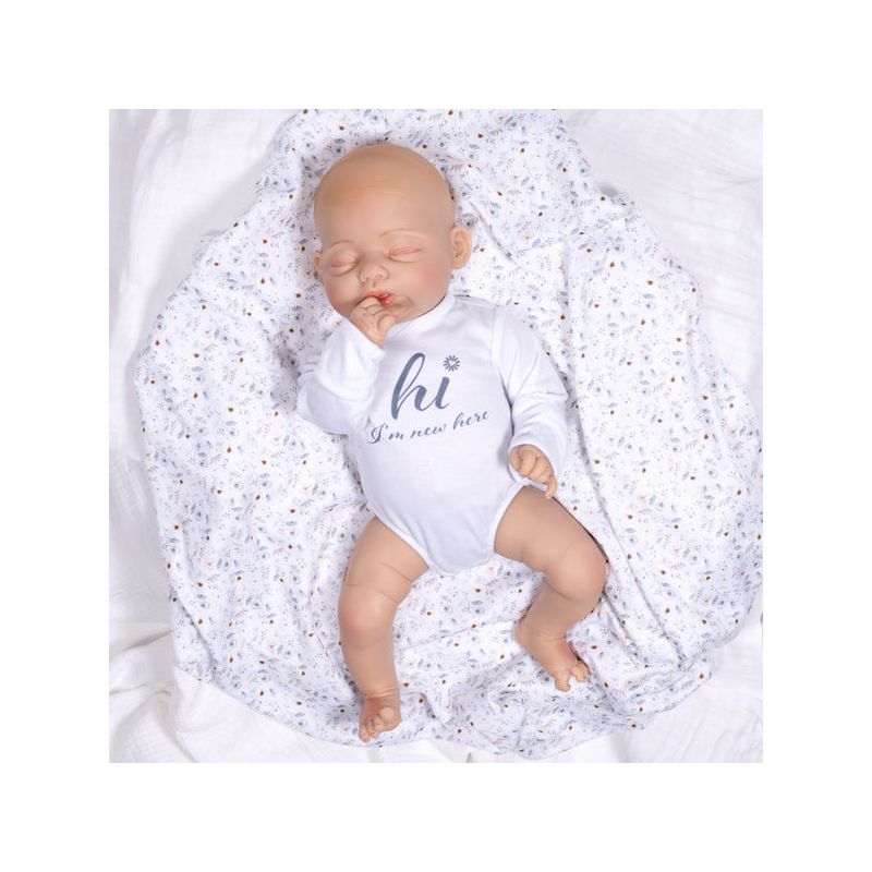 Paradise Galleries Realistic Reborn Baby Doll, Ping Lau Designer's Doll, Comes with Onesie, Floral Blanket, Bow, Beanie and Pacifier - Hello World, 4 of 9