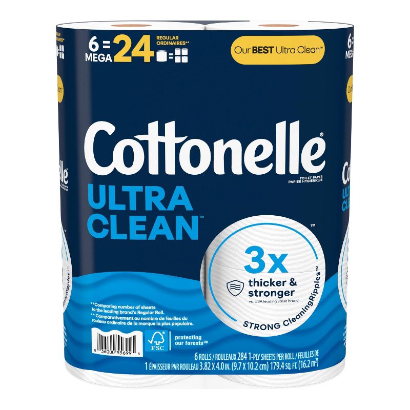 Cottonelle Ultra Clean Strong Toilet Paper, 3 of 16
