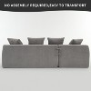 TIRAMISUBEST Compression Sofa with Chaise Longue & 3-Seater,Corduroy Fabric, Full Sponge Cushions, 4 Pillows for Living Room & Apartment - 4 of 4
