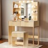 White Particle Board Veneered with Textured Melamine, 2-drawer 4-tier Shelf, comes with 10 Three-color Dimmable Bulbs, Dressing Table Set - 4 of 4