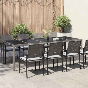 Garden Dining Table Gray 98.4 x 39.4 x 29.5 in Poly rattan - 1 of 4