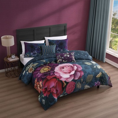Bebejan Vibrant Flora 100% Cotton 5 Piece Reversible Comforter Set