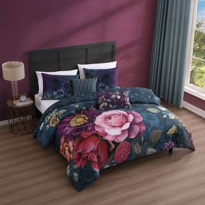 Bebejan Vibrant Flora 100% Cotton 5 Piece Reversible Comforter Set - 1 of 4
