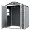 Outsunny Outdoor Storage Shed, 72" x 52.75" Garden Shed with Double Lockable Doors, Vent and Window, Plastic Utility Tool Shed, Gray - 4 of 4