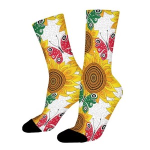Butterflies Sunflowers Women Printed Crew Socks Funny Funky Socks Soft Polyester Novelty Gifts for Artists Men - 1 of 1
