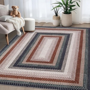 coucheta Multi-size Washable Area Rug, Farmhouse Geometric Textured Non-Shedding Low Pile Non Slip Carpet, for Living Room, Bedroom, Dining Room - 1 of 4