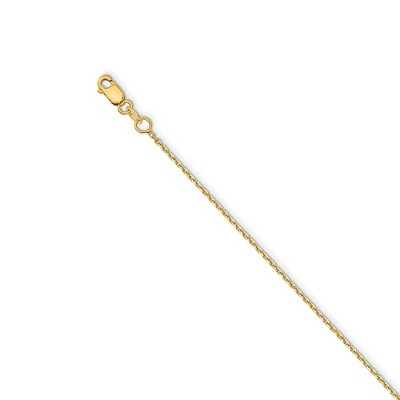 Black Bow Jewelry 1mm 14k Yellow Gold Solid Diamond Cut Cable Chain Necklace