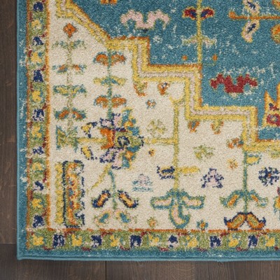 Bohemian Bliss Turquoise Ivory Medallion 5' x 7' Area Rug