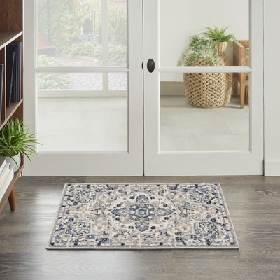 Vintage Floral Medallion Grey/Multi Synthetic Area Rug