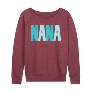 Women's - Instant Message - Nana Lightweight French Terry Wide Neck Long Sleeve Graphic Shirt - 1 of 4