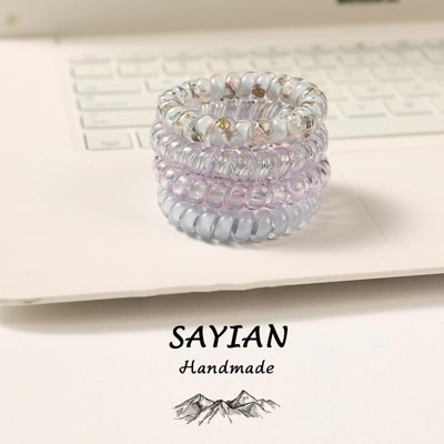 4 pcs Flower pattern Phone Circle Coil Hair Ties, Mixed color Hair circle, and Cute Hair Accessories - Perfect for Girls and Women