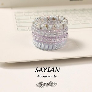 4 pcs Flower pattern Phone Circle Coil Hair Ties, Mixed color Hair circle, and Cute Hair Accessories - Perfect for Girls and Women - 1 of 3