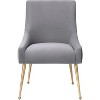 UNISOAR  Accent Chair Beige Velvet Upholstered Side Dining Chairs with Brushed Legs - 3 of 4