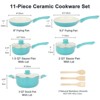 Aoibox 11-Piece Nonstick Cookware Set with Ceramic Coating, Stay Cool Handles & Bamboo Utensils, Induction Compatible, PFOA Free, Turquoise - 2 of 4