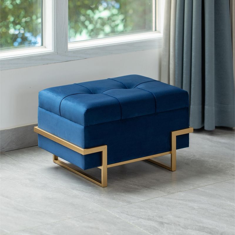 Fabulaxe Rectangle Velvet Storage Ottoman with Abstract Golden Legs | Sitting Bench for Living Room Home Decor with Unique Base Support, 5 of 13