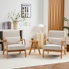 Mid-Century Modern Rubberwood Frame Accent Chair with Ergonomic Design, Upholstered Seat & Pillow for Living Room & Bedroom-Coolbibila - 2 of 4