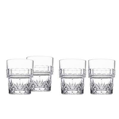 Dublin Clear Crystal Stackable 10oz Whiskey Glass Set