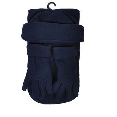Women's Solid Fleece 3-Piece gloves scarf Hat Winter Set