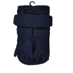 Women's Solid Fleece 3-Piece gloves scarf Hat Winter Set - 1 of 4