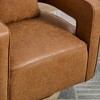 29.1" Faux Leather Swivel Open Back Barrel Chair with Solid Wood Base - 3 of 4