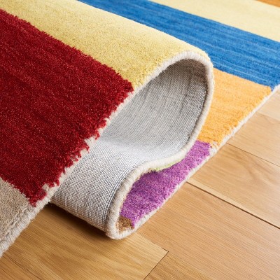 Handmade Multicolor Wool Square Area Rug, 6' x 6'