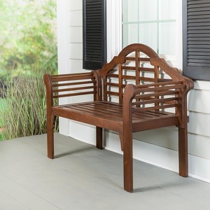 Evergreen Lutyens Wood Garden Bench - Natural - 1 of 4