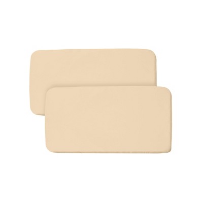 BreathableBaby All-in-One Fitted Sheet & Waterproof Cover, For 33" x 15" Bassinet Mattress (2-Pack), Beige