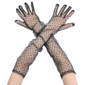 INSPIRE CHIC Women's Polka Dot Mesh Extra Long Gloves - 1 of 4