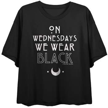 American Horror Story On Wednesdays We Wear Black Crew Neck Short Sleeve Black Women's Crop Top