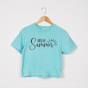 Simply Sage Market Women's  Hello Summer Sun Short Sleeve Relaxed Fit Cropped Graphic Tee - 1 of 3