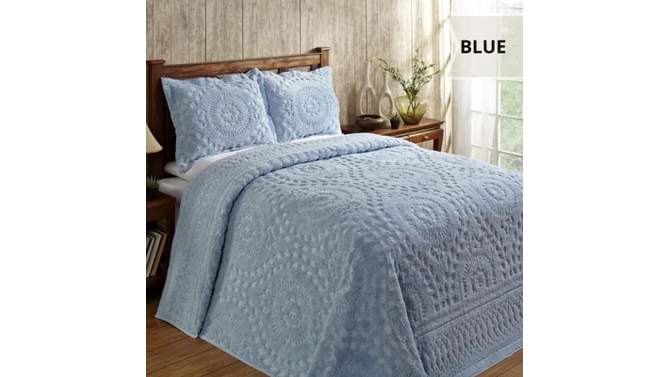 Set of 2 Twin Rio Collection 100% Cotton Tufted Unique Luxurious Floral Design Bedspread and Sham Set Blue - Better Trends, 2 of 6, play video