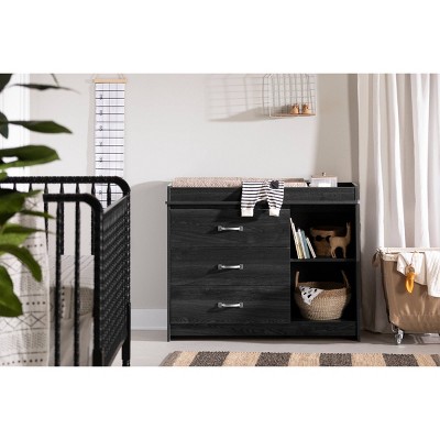 Gray Oak Rustic Changing Table with Drawers