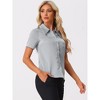 Allegra K Women's Short Sleeve Work Office Button Down Satin Shirt Elegant Collar Blouse - 4 of 4