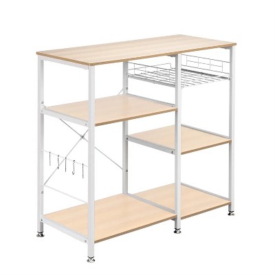 LunaLulinlk 3-Tier Industrial Kitchen Baker's Rack Utility Microwave Oven Stand Storage Cart Workstation Shelf