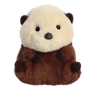Aurora Mini Smiles Sea Otter Rolly Pet Round Stuffed Animal Brown 5" - 1 of 4