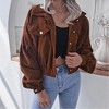 Women's Corduroy Long Sleeve Jacket Collared Button Down Casual Work Blazer Coat - 2 of 3