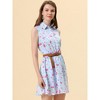INSPIRE CHIC Women's Floral Sleeveless Half Placket Mini Belted Summer Dress - 2 of 4